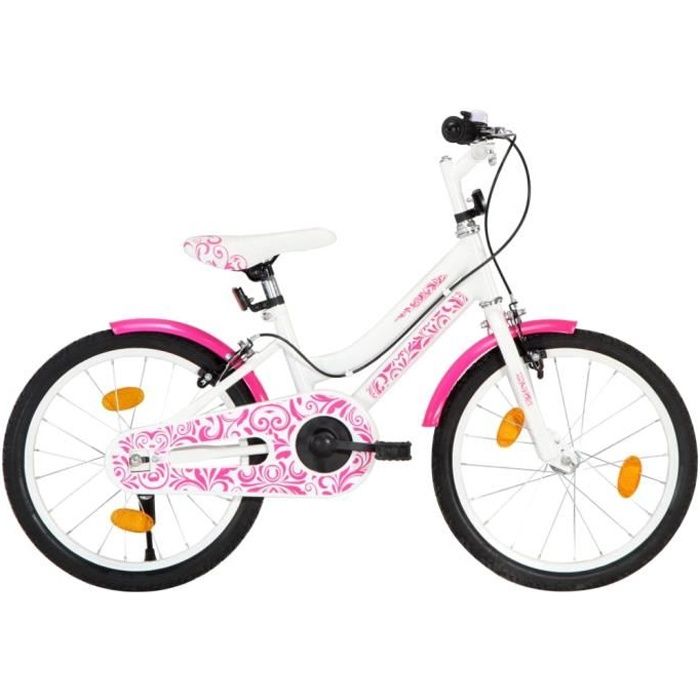 225Qualité•)Vélo pour enfants bébés filles garçons| Vélo tout terrain |18 pouces Rose et blanc