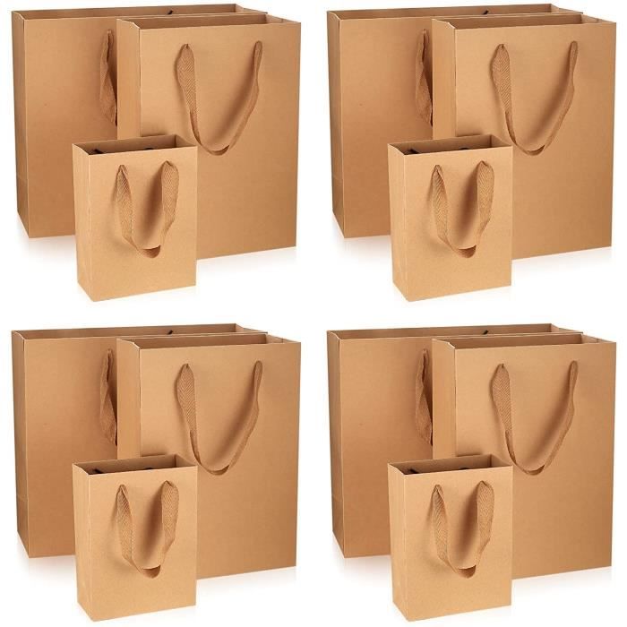 12 Pièces Sacs Papier Kraft Marron avec Poignées,Sac de Course