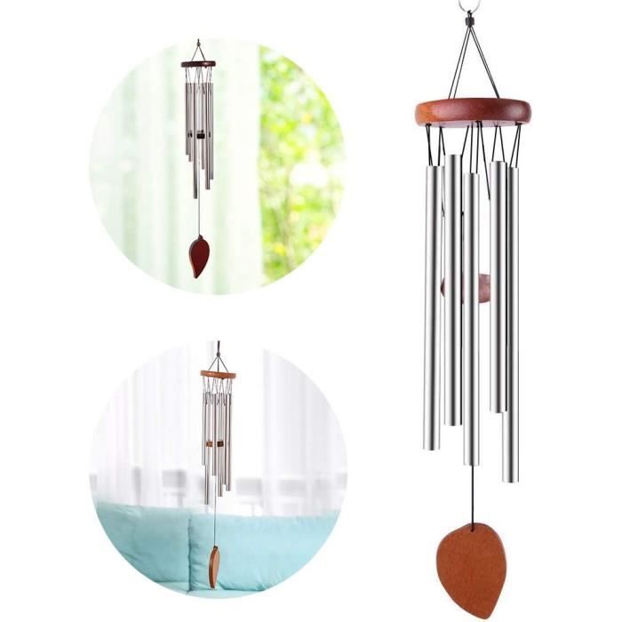 Carillon à Vent avec Son Apaisant Et Relaxant, 6 Tubes en Aluminium Carillon à Vent Carillons de Vent pour Extérieur pour Maison, Jardin, Cour, Balcon, Décoration Intérieure Ikodm