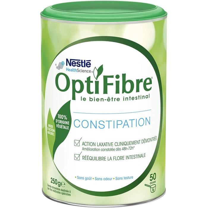 OPTIFIBRE Constipation Transit, Double Action Laxative, Flore intestinale, Poudre à diluer - Boîte de 250g