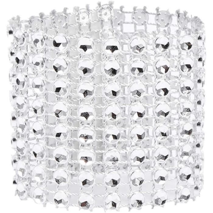bagues de Serviette en Strass Bling Parure Ftory Ronds de Serviette 50-Argent 50 // 100pcs 8 rangées de bagues de Serviette de Ceinture de Chaise Ruban d/'enveloppe de Maille de Diamant