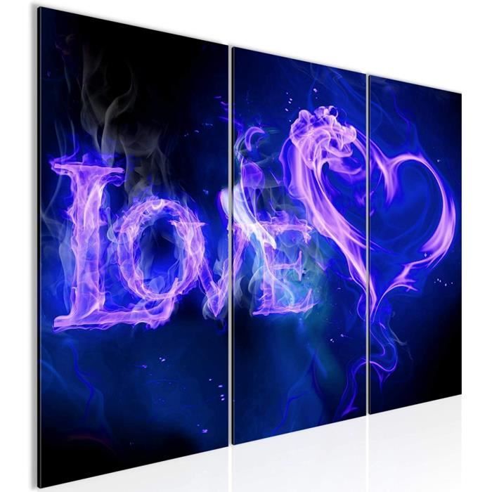 Toile 30x40cm Art Abstrait Feu Amour Peinture Tableau Salon Bleu Violet Romantique 3 Parties 567 Cdiscount Maison