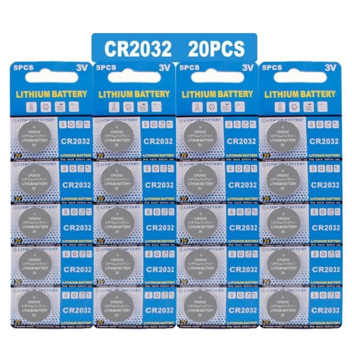 Pack de 20 Piles CR1632 3 V lithium de montre