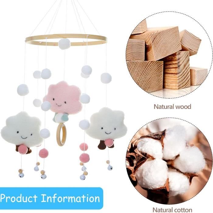 BABYLEDO Mobile Lit Bébé Attrape-Rêves Lune Et Étoiles - Boîte Cadeau Bois Décoration Chambre