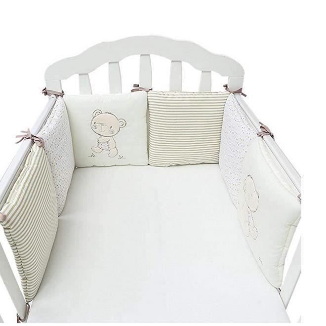 Tour De Lit Bebe 6 Pieces Ensemble Ours Coussin Lit Anti Collision Pour Bebe En Coton Multi Usage Cdiscount Puericulture Eveil Bebe