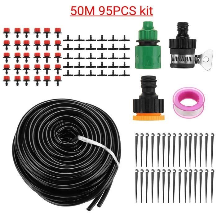 Tuyau D'Irrigation Jardin 50m Micro-Goutte à Goutte - Tuyau PVC 4/7mm Pour Pelouse Et Agriculture