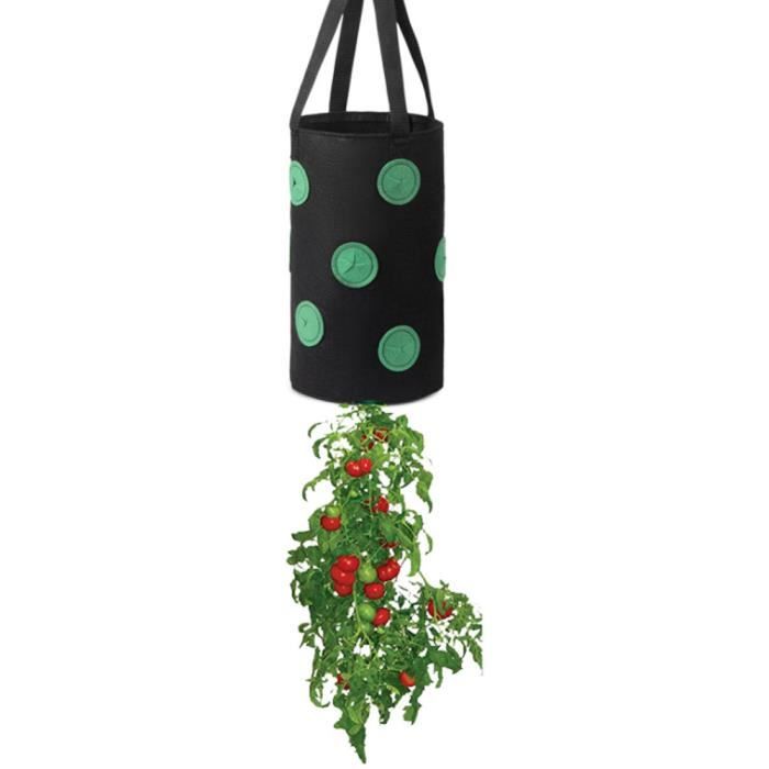 honju Home Grow-Bag - Lot de 3 Pots de Fleurs en Tissu - Volume : 11 l - pour l'extérieur - avec Trous renforcés pour Fixation en Bas - Meilleure Croissance des