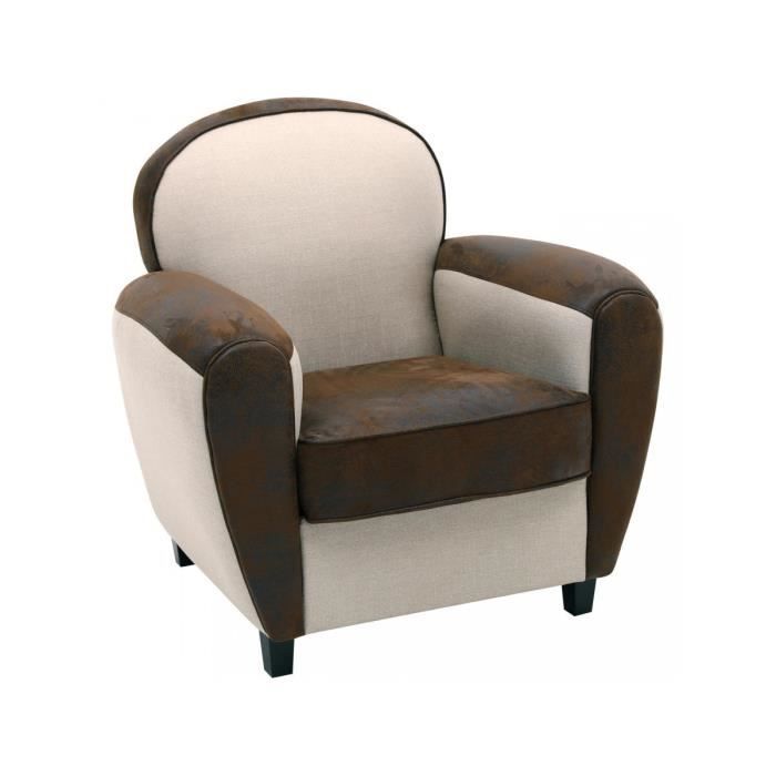bobochic® fauteuil club design busby marron et beige     design contemporain produit testé et approuvé 80x70x85