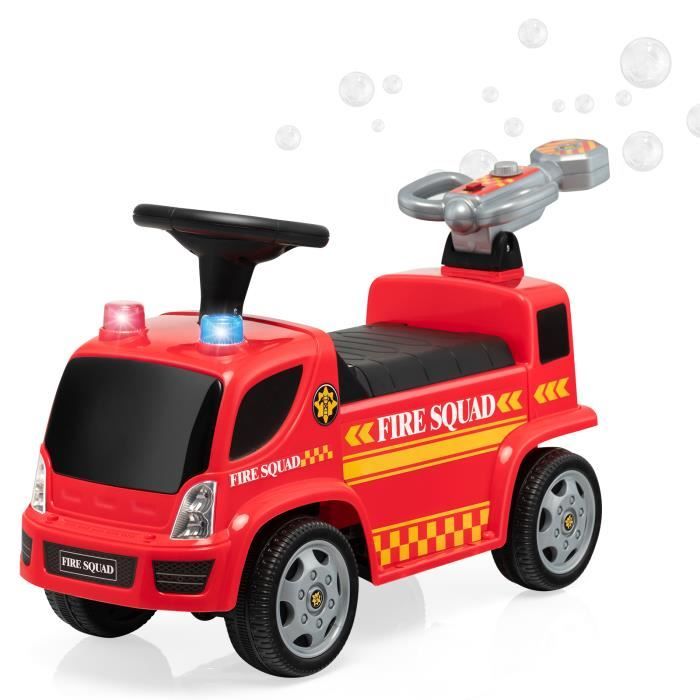 COSTWAY Porteur - Camion de Pompiers pour Enfants, Musique, Phares