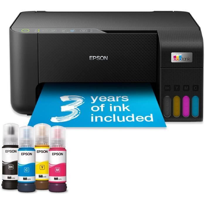 Imprimante multifonction – Epson – EcoTank ET-2862 – Wi-Fi – Réservoirs dencre – Jusquà 3 ans dencre incluse