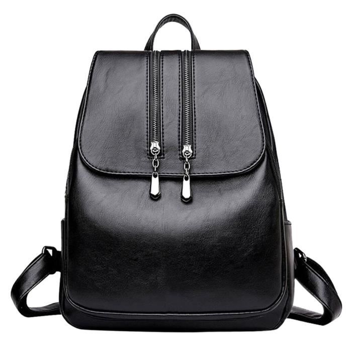 Noir--Sac à dos femme ordinateur portable en cuir mode femmes voyage école ordinateur  sac épaule multifonctionnel sacs - Cdiscount Bagagerie - Maroquinerie