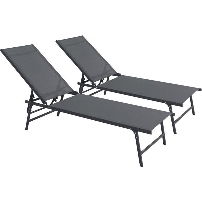 Lot de 2 bains de soleil en métal Sublima - 180 x 54 x 104 cm - Anthracite