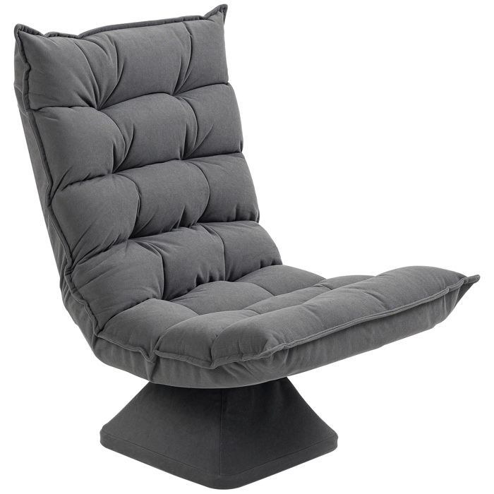 HOMCOM - Fauteuil lounge - Tissu en velours microfibre - 62x70x95cm - Gris