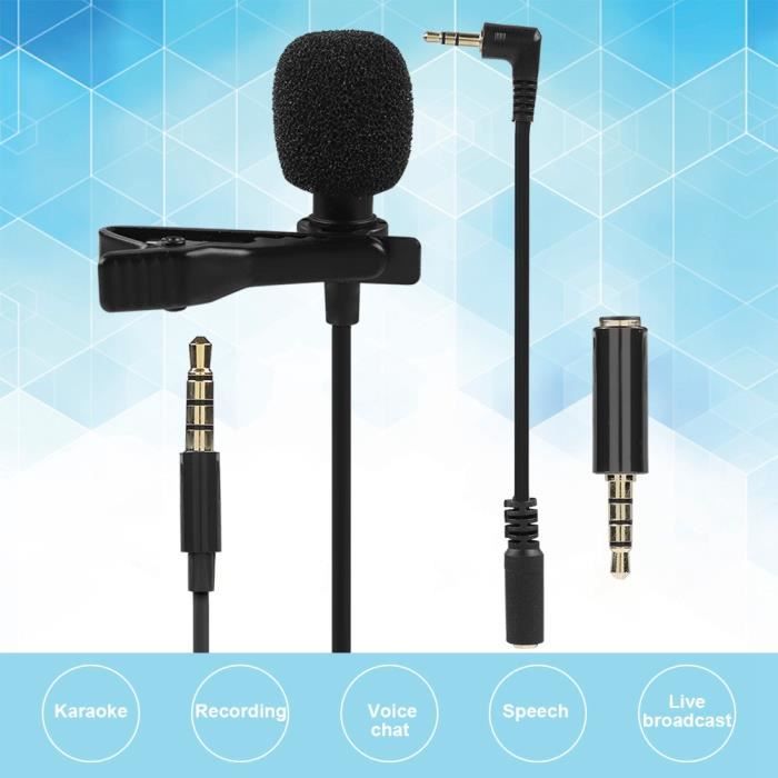 HURRISE Microphone Lavalier Microphone à condensateur, microphone à ...