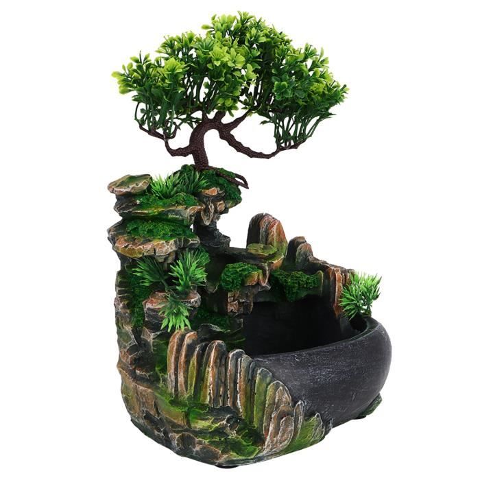 Spray fontaine cascade petite rocaille feng shui roue plante verte  décoration humidificateur ornement 20 x 20 x 15 cm - Cdiscount Maison