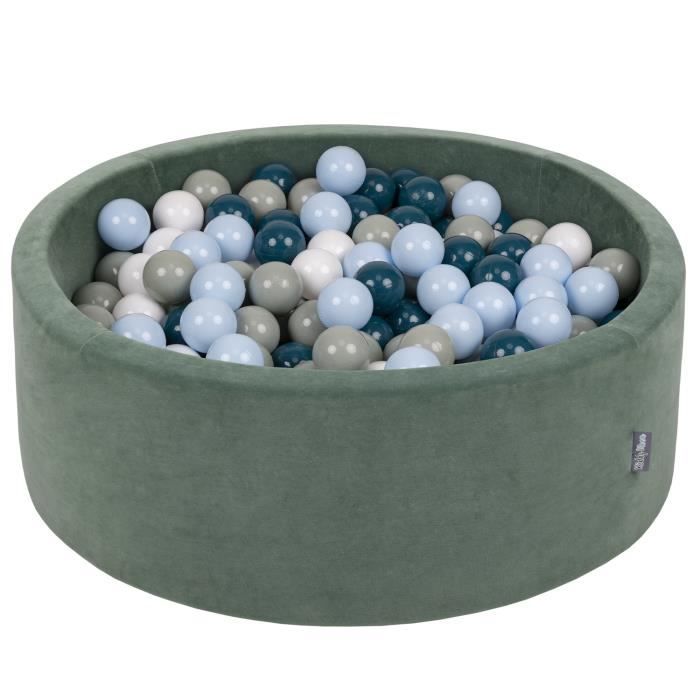 KiddyMoon Piscine À Balles 90X30cm/200 Balles ∅ 7Cm Pour Bébé Rond Fabriqué En UE, Printemps: Vert Clair/Vert/Jaune/Rose Poudré/Rose