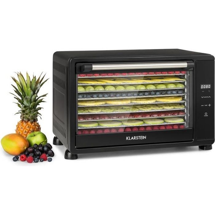 Déshydrateur - Klarstein Mega Jerky - 650W - 10 plateaux chromés - Température réglable 50-80 ° C - Noir
