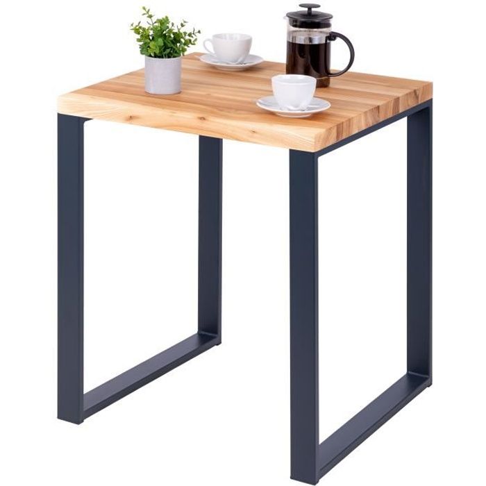 lamo manufaktur table haute de cuisine - mange debout - table de bar - 60x60x76 cm - gris - modèle modern - frêne naturel