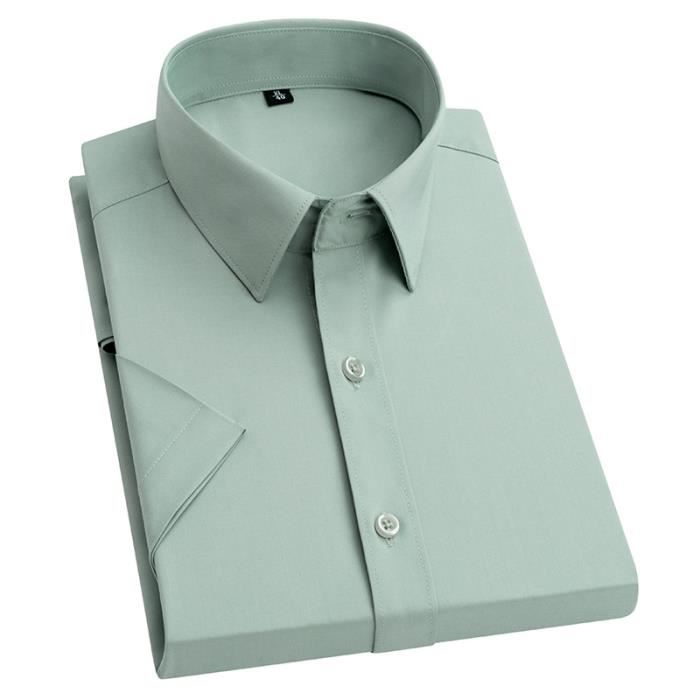 Blanche Chemise En Lin Homme Manches Courtes Regular Fit Couleur Unie Respirante été - Gris Clair - INSFITY Gris Clair - Prêt-à-Porter Chemisette Homme Manche Courte