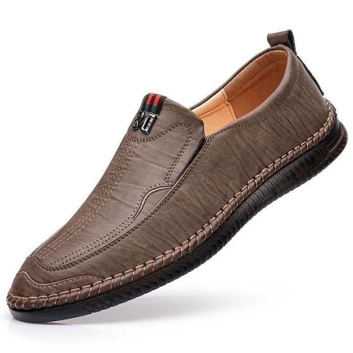 Mocassins Homme Rismart Cuir Décontractés à Enfiler - Chaussures Conduite Confortables