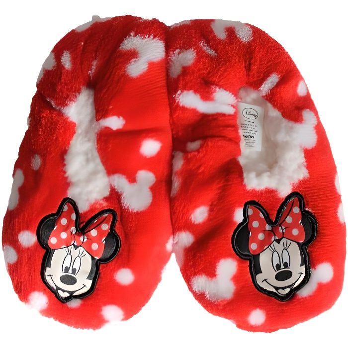 Chausson bébé Disney Minnie Nœud rouge pois blancs lunette rouge avec prénom