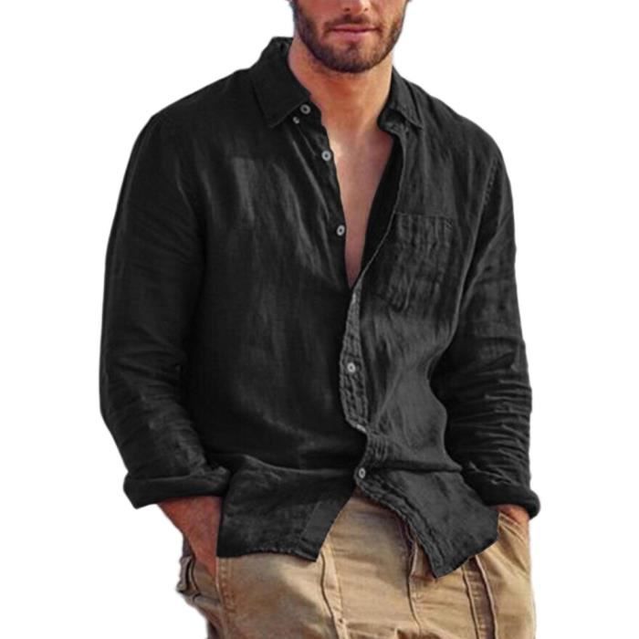 Chemise Homme HISDERN - Manches Longues Col Contrasté
