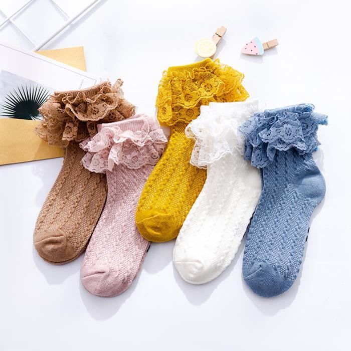 ARAUS Chaussettes en Dentelle Chaussettes Mince Enfants Chaussettes Princesse Chaussettes Filles Bébé Dentelle 5PC 