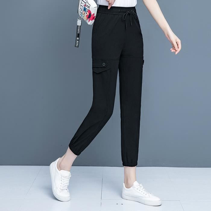 Pantalon Cargo Femme Chico's – Taille 1, Noir, Coupe Décontractée, Fermeture Zip