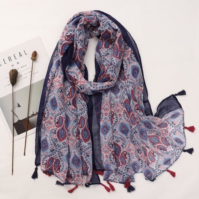 Écharpe Femme CHENZKBD - Châle Léger En Polyester, 185x65 Cm, Design Bicolore, Pour Toutes Les Saisons