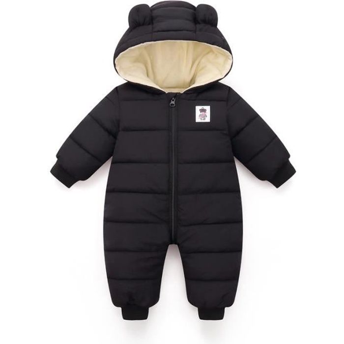 Grenouillère Bébé Capuche Hiver - Flanelle Douce - Boutons Pression Intégral - Tailles 0-18 Mois - Motifs Animaux