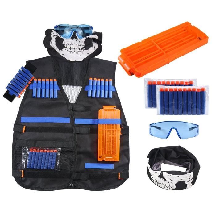 Gilet Tactique Enfant OFUN Pour Nerf Guns - Taille Réglable - Avec Accessoires - Sécurité Incluse