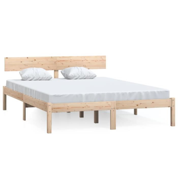 Cadre de lit en bois de pin massif 160x200 cm - OMABETA - Meubles haut de gamme