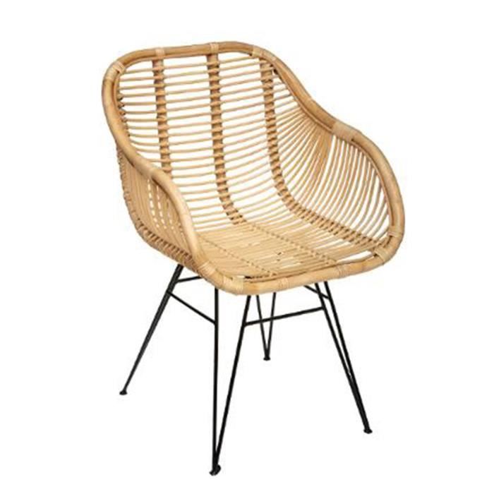 Lot de 2 fauteuils coloris naturel en rotin - Longueur 57 5 x Profondeur 59 x Hauteur 85 5 cm