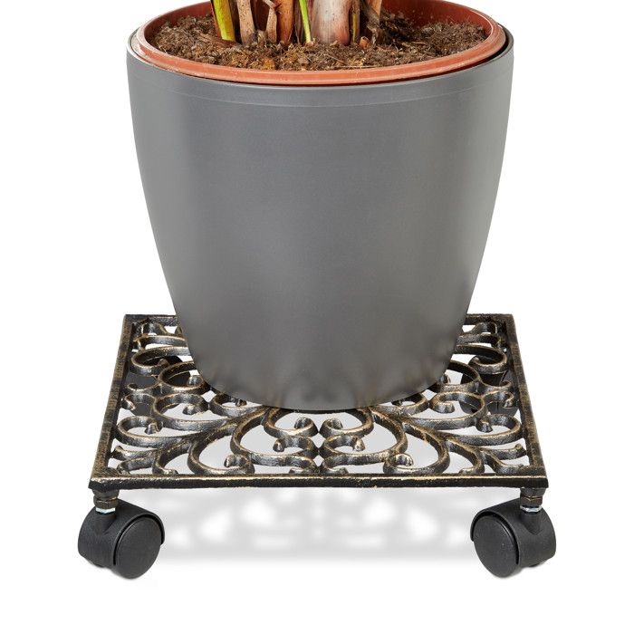 Étagère à Plantes Relaxdays 4 Niveaux - Noir, 81x48x49 Cm, Métal Et Plastique Pour Intérieur
