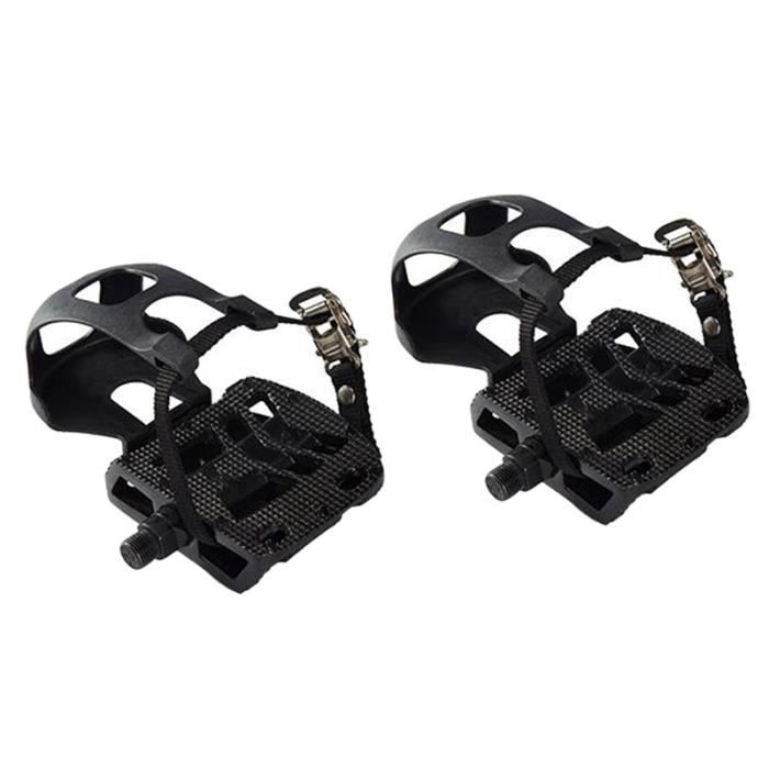 Greensen Pédales de vélo avec sangles d'orteils en nylon avec cage pour VTT, vélo de route, vélo d'appartement, pédales de plate-forme, Greensenuer92s8tzc Greensen Pédales de vélo avec sangles d'orteils en nylon avec cage pour VTT, vélo de route, vélo d'appartement, pédales de plate-forme, Greensenuer92s8tzc