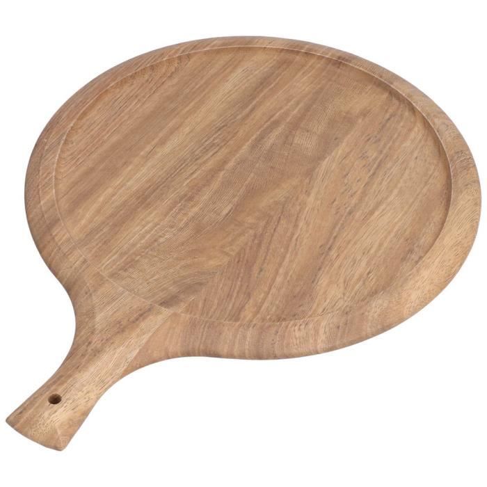 Planche à Pizza Relaxdays En Bois D'Acacia - Diamètre 35.5cm Avec Poignée - Nature