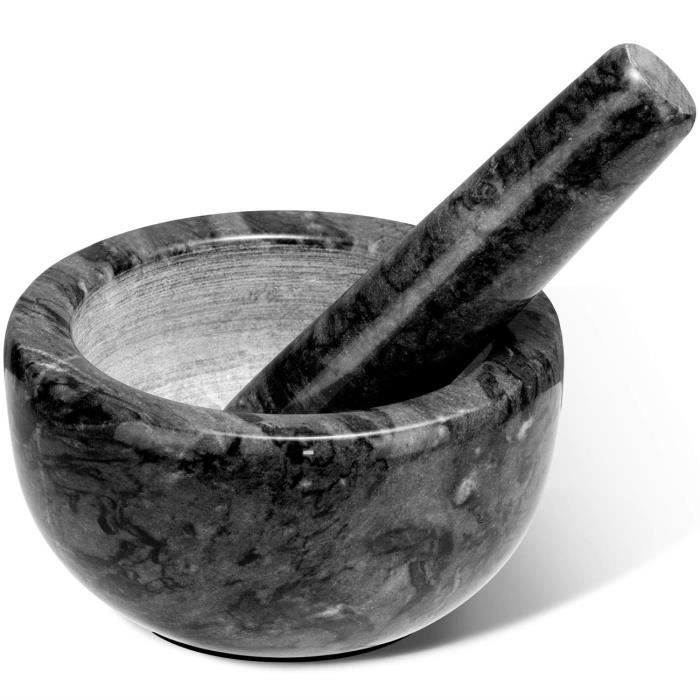 Mortier Et Pilon En Marbre Noir - Petit Format - Pour épices, Herbes, Pilules - 11,8x6x7,5 Cm