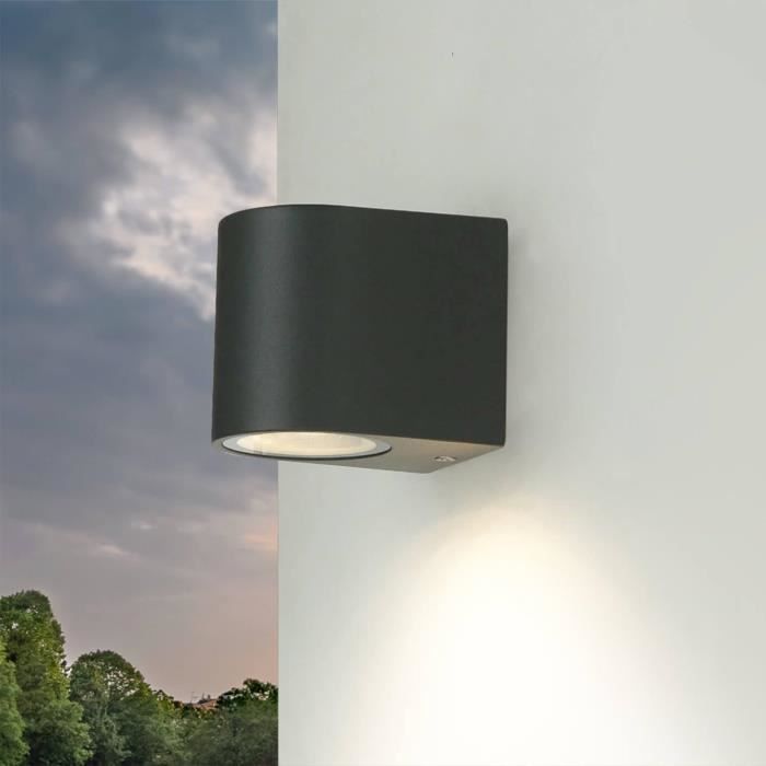 Luminaire mural extérieur en aluminium et verre anthracite IP44 pour ...