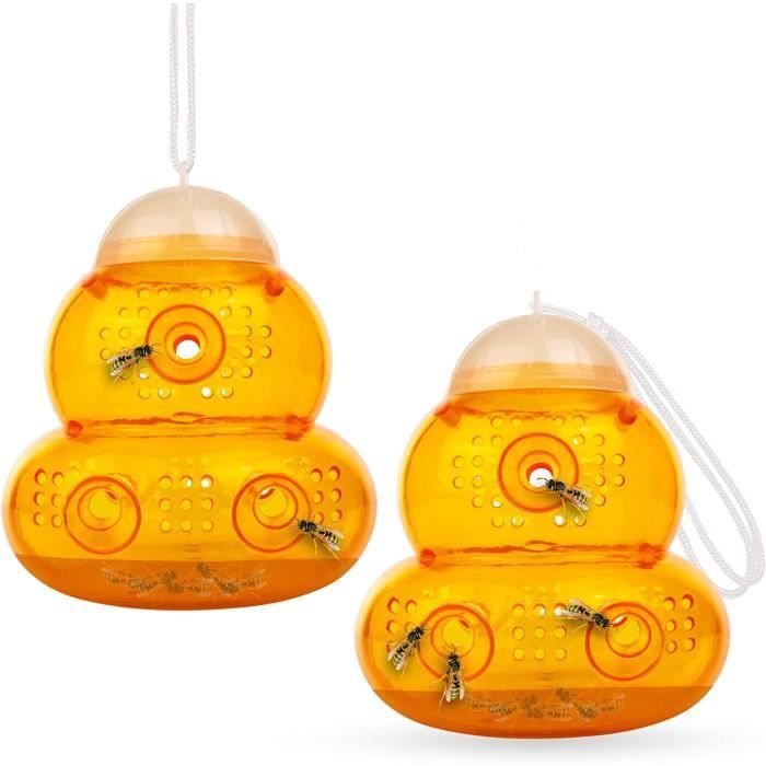 Piège à Frelons Et Guêpes Pour Pots (lot De 4) - Entonnoir Et Couvercle, Jaune, Réutilisable
