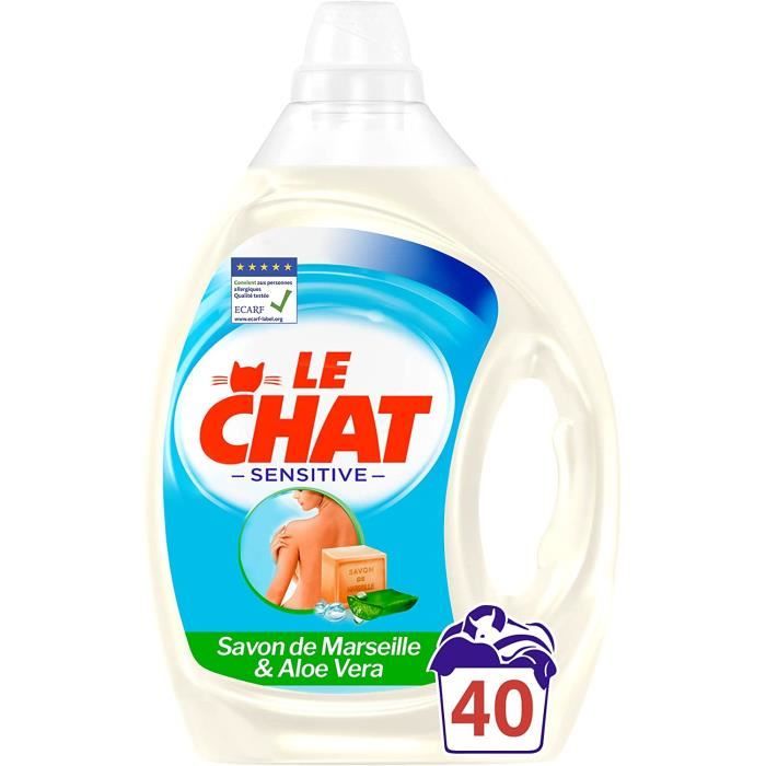 Le Chat Sensitive Lessive Hypoallergenique 40 Lavages 2l Lessive Liquide Savon De Marseille Aloe Vera Lessive Peaux 22 Cdiscount Electromenager