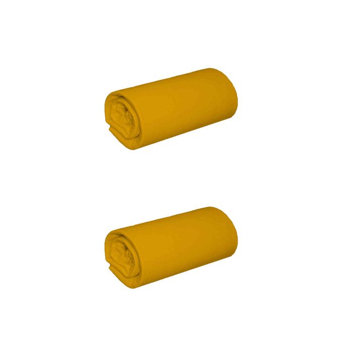 Lot de 2 draps housses jersey jaune moutarde bonnet 30 cm 70x190/200 - Jaune - Terre de Nuit