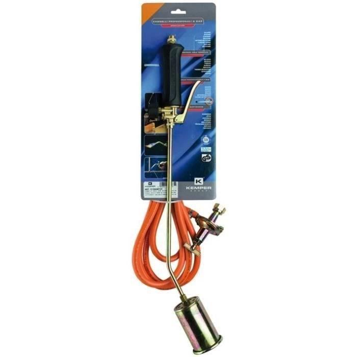 Desherbeur thermique gaz + détendeur propane KEMPER Tuyau 5m Bruleur 60 mm Propane Brûle herbes Prof