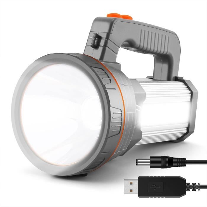 Lampe Torche Solaire 8 LED – Rechargeable Par USB Ou Soleil, étanche, Puissante (500 M De Portée), Idéale Camping Et Randonnée