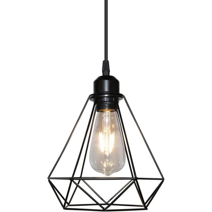 Lustre Suspension Industrielle De 3 Luminaire Cage Diamant Vintage E27 Lampe De Plafond Abat Jour Pour Restaurant Bar Cafe Blanc 91468579
