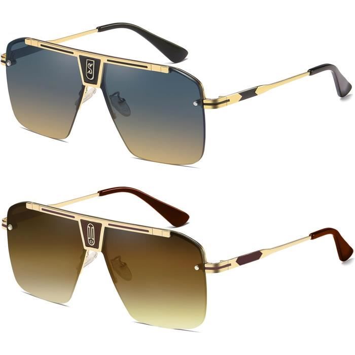 Lunettes De Soleil Carrées Rétro - Monture Petite Unisexe, UV400, Pour Sport, Conduite, Plage, Style Vintage Homme Femme
