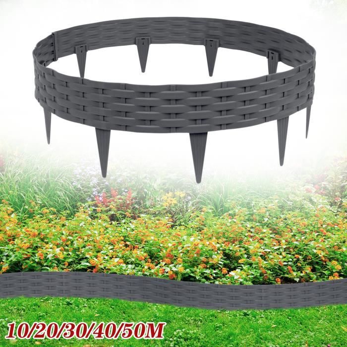 Bordure De Jardin En Plastique Imitation Bois - 14m (50 Pièces) | Flexible Et Résistante Aux Intempéries | PP