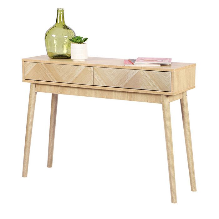 Console 2 tiroirs effet bois clair Shelby - Naturel clair