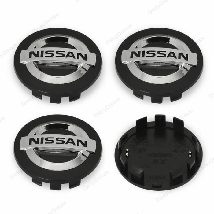 Lot de 4 centre de roue cache moyeu Remplacement pour Nissan 54mm Noir