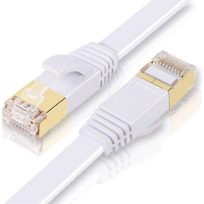 Câble Ethernet PLAT 2M, CAT 7 Câble Réseau RJ45 10Gbps 600MHz pour Routeur,  Modem, TV Box, PC, Consoles de Jeux Vidéo NOIR - Cdiscount Informatique