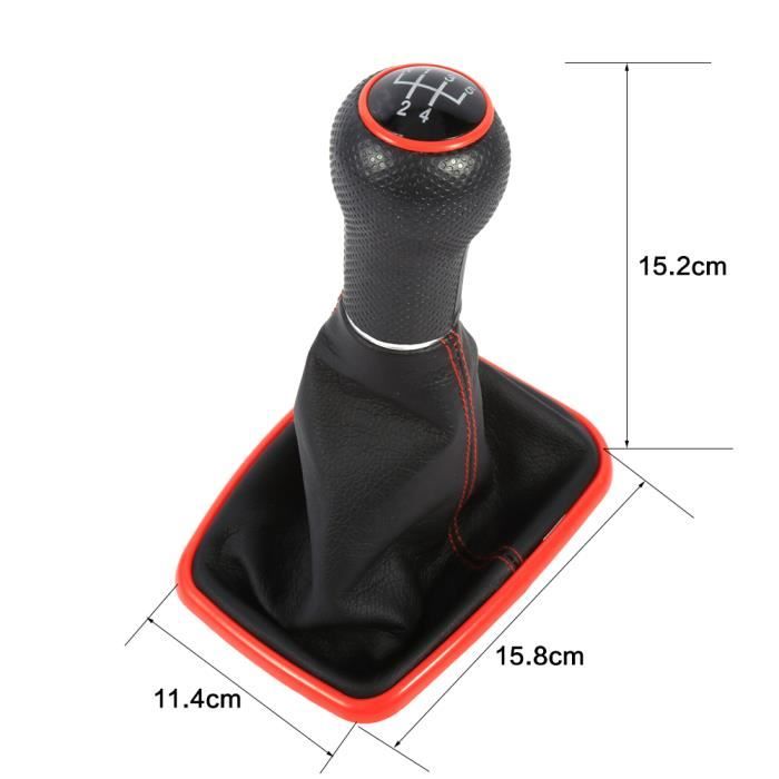 Pommeau De Levier De Vitesses Cuir Rouge Pour Audi A3 8P Boîte 5 Vitesses - Remplacement Direct, Style Sport